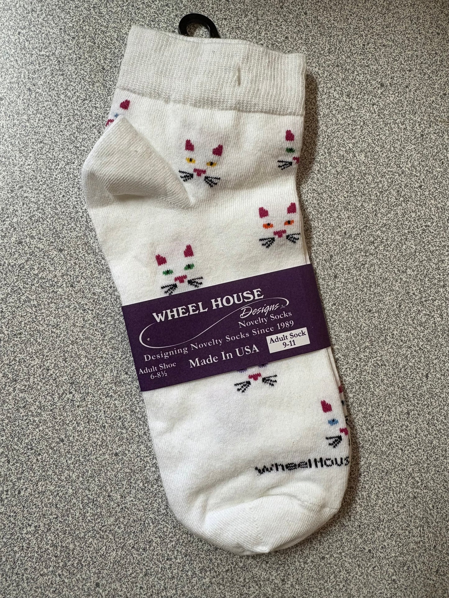 Socks - Wheelhouse - Cat Faces on white