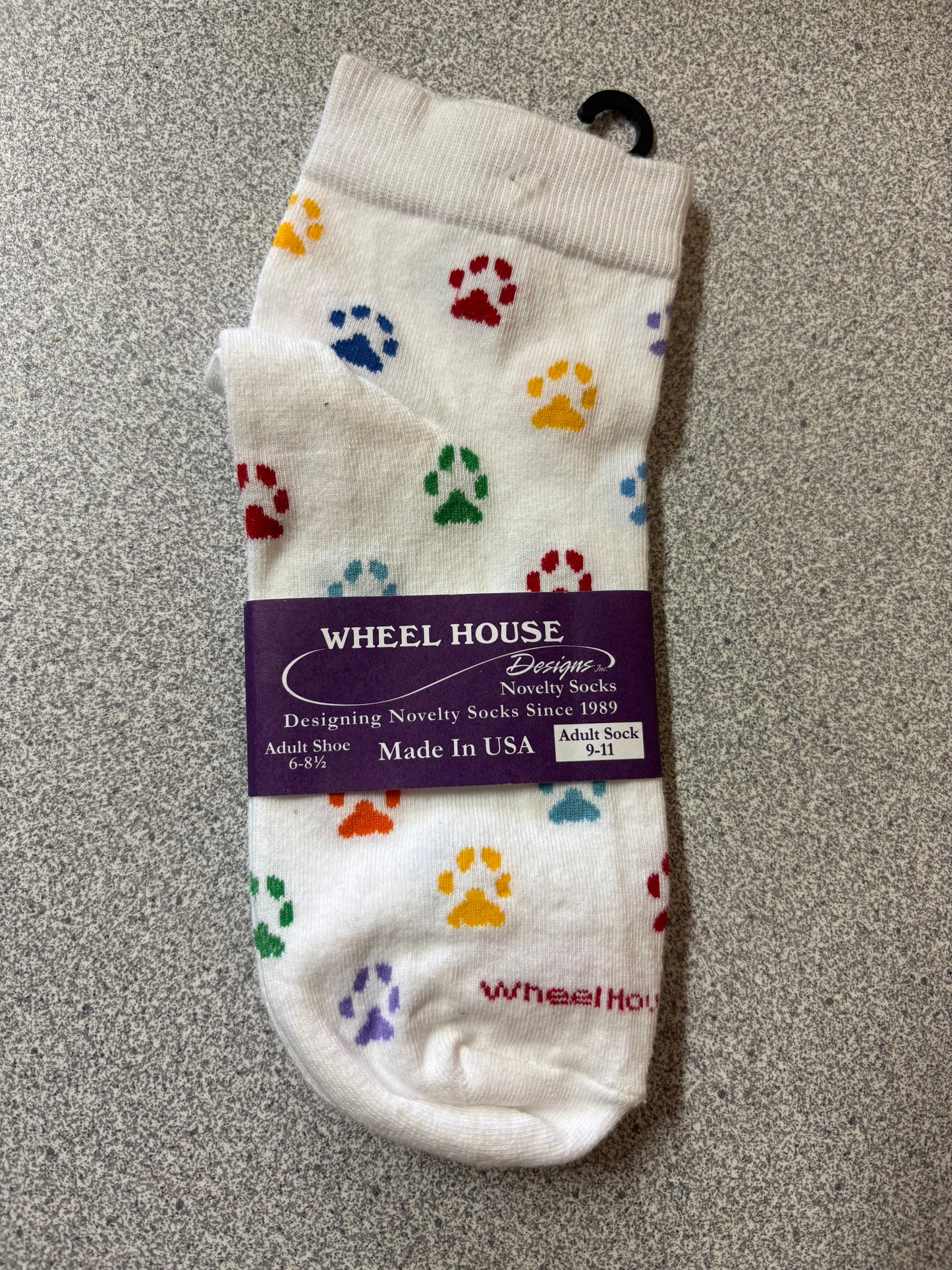 Socks - Wheelhouse - Colourful Paw Prints on white