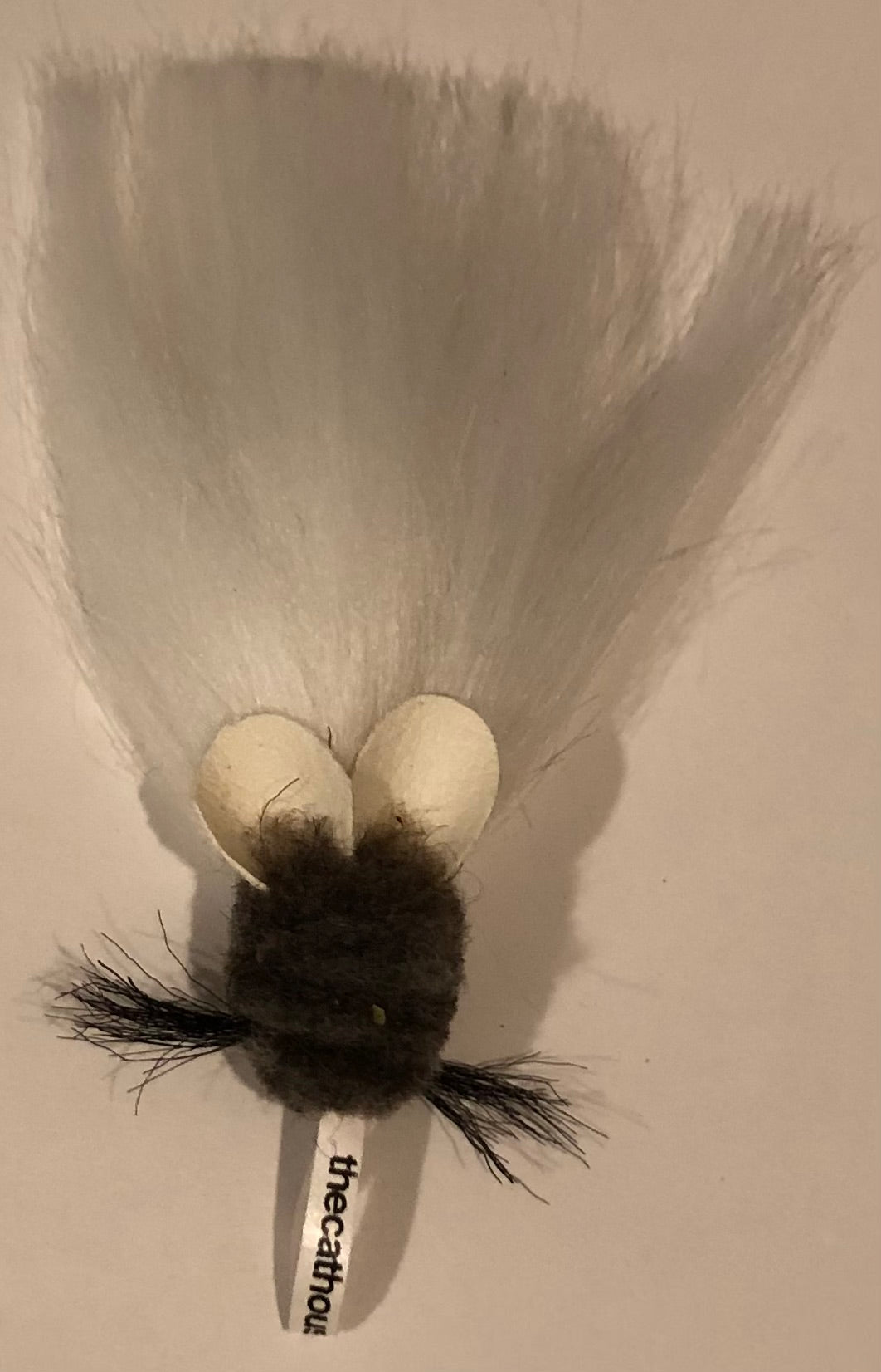 cat toy – vegan "mouse" cat toy, handmade with wool and synthetic materials, 4.5" long nose to tail