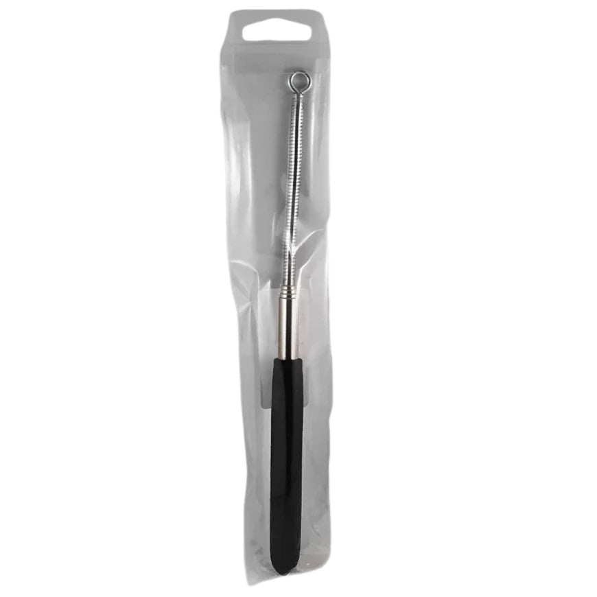 cat toy black handle rod with silver extendable tip to 29"