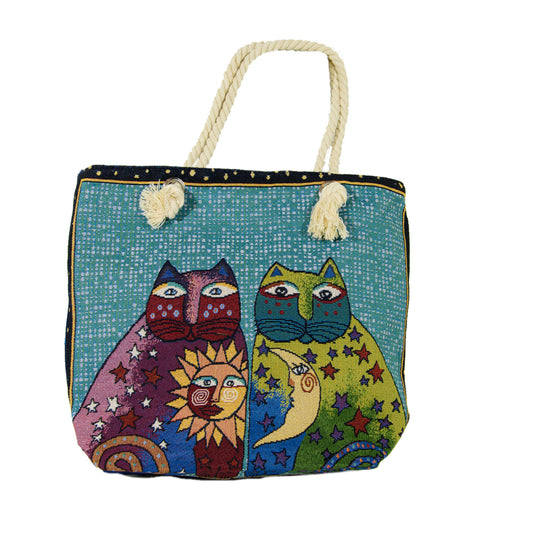 Canvas Bag - Laurel Burch - turquoise