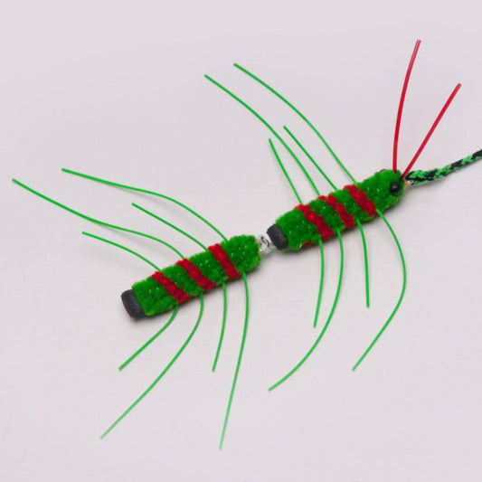 Double-jointed centipede that wiggles like no other... driving cats wild!
Premium, hand-crafted cat toys. Inspiring your cats natural hunting instincts!
Built in safety features on each toy! Long lasting durability!
Vibrant colours cats can see.
Perfect for exercising your cat.
Develop fun, interactive bonding experiences during playtime.
Beneficial for helping shy cats overcome their timidness.
Toy length: 3” (7.5cm)
String length: 41” (104cm)
Synthetic materials
