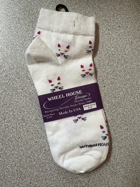 Socks - Wheelhouse - Cat Faces on white