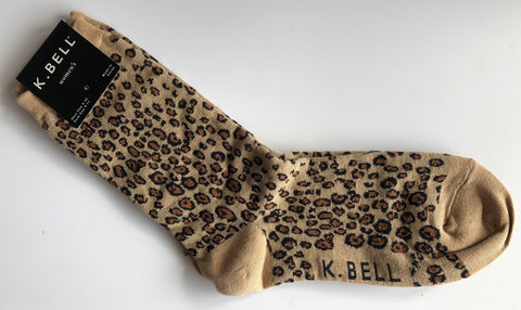 Socks - K. Bell Women's Cool Cat Socks – leopard print crew socks