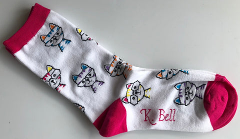 Socks - K. Bell Women's Cool Cat Socks – multicoloured cat with glasses