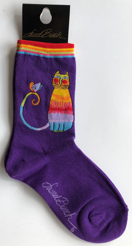 Socks - Laurel Burch Women's Socks – rainbow cat crew socks