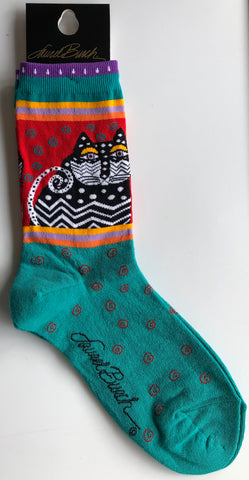 Socks - Laurel Burch Women's Socks – turquoise cat crew socks