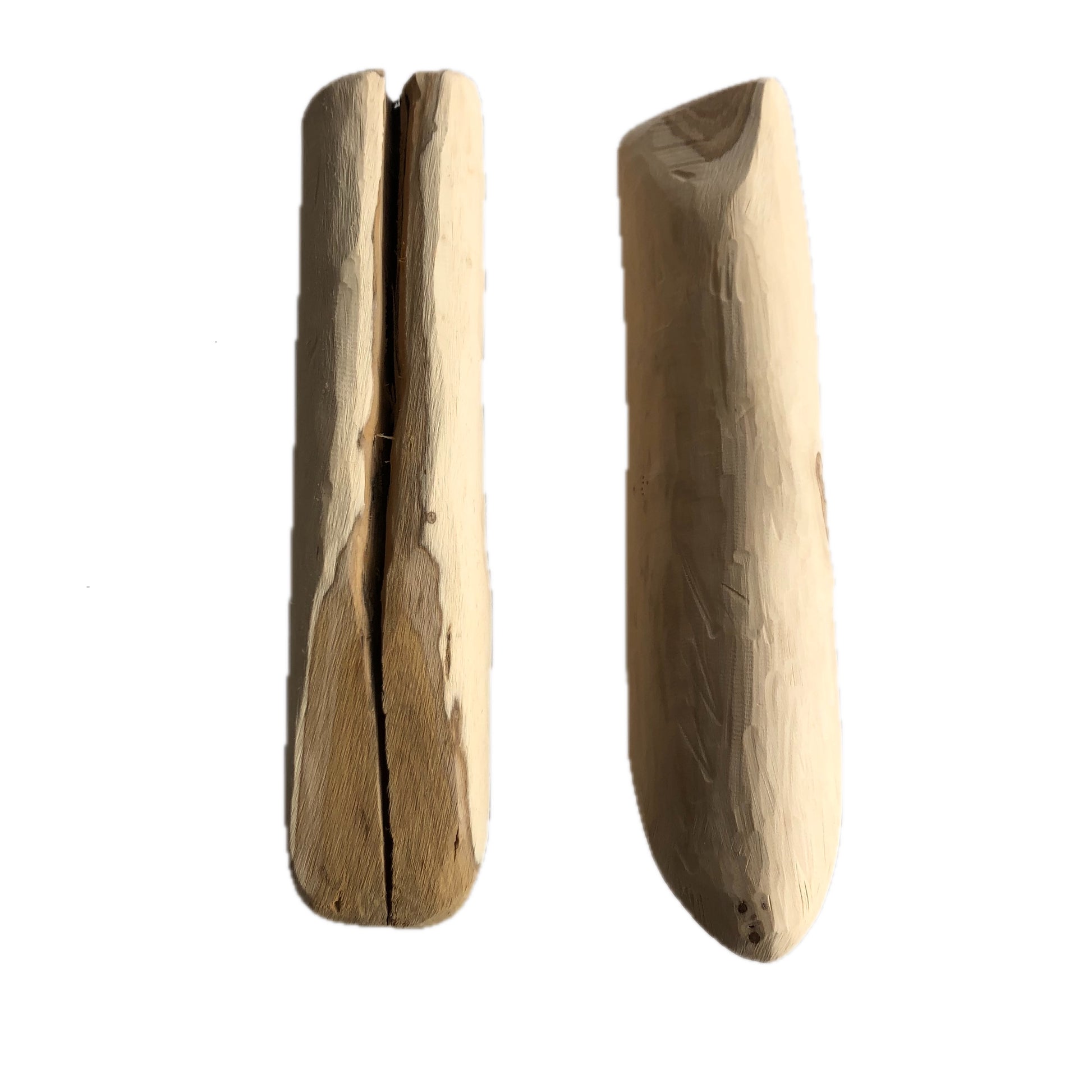 two sticks of Honeysuckle wood, pieces range in shape, size and weight in the 160g range, seen here on flip side