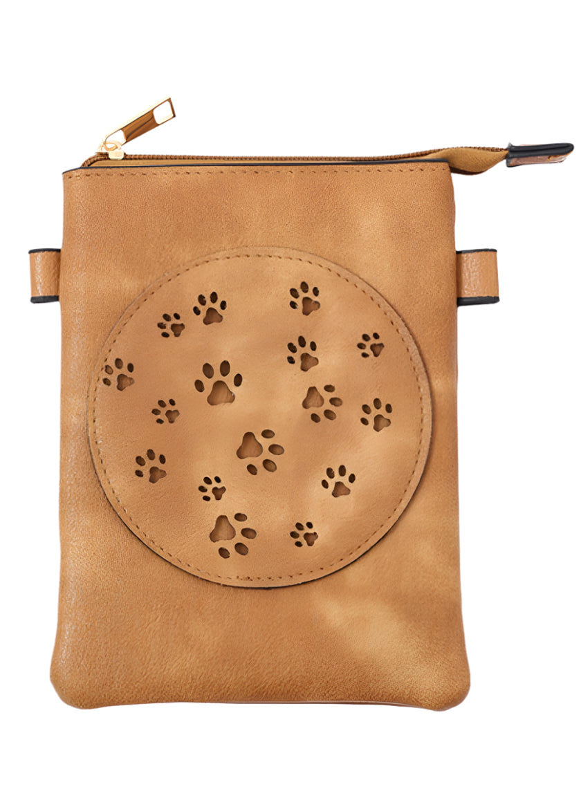 cross body cel phone bag shown in colour option beige