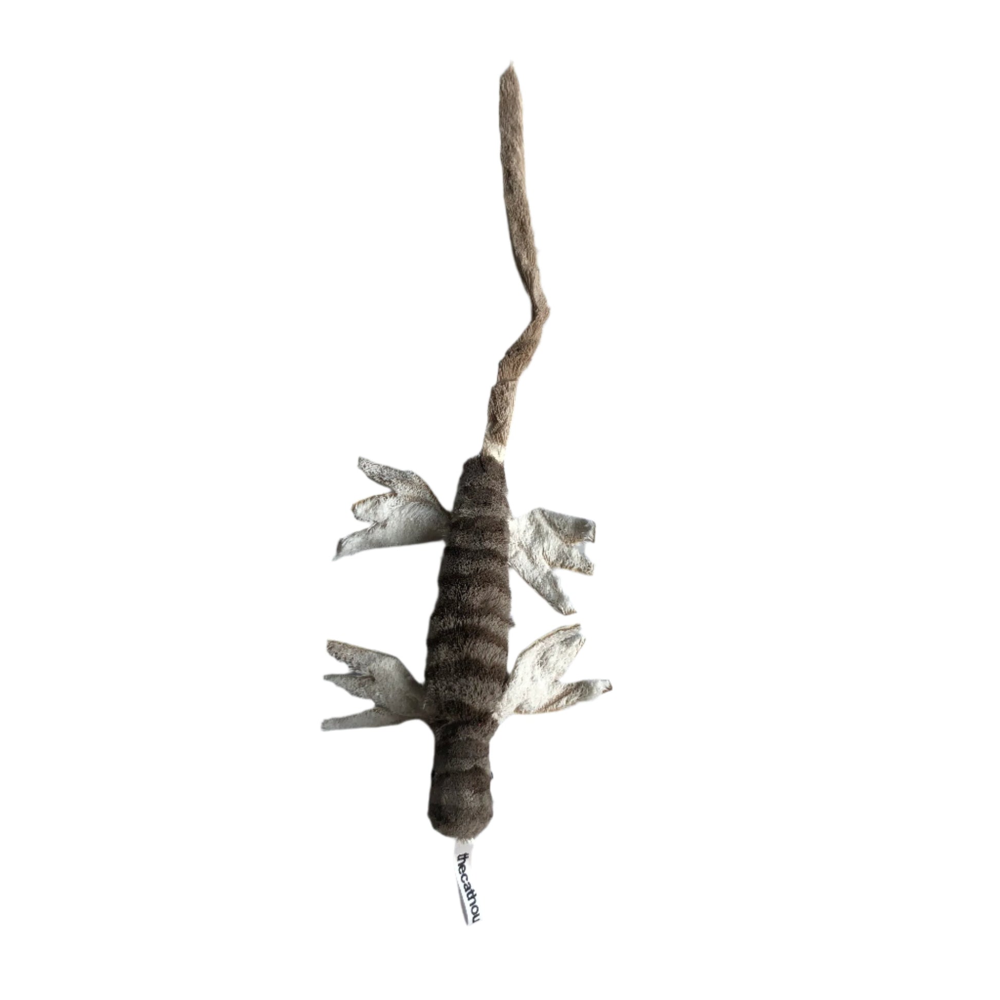 cat toy that looks like a lizard, lightweight variety of sizesl, made from sheared deer fur
