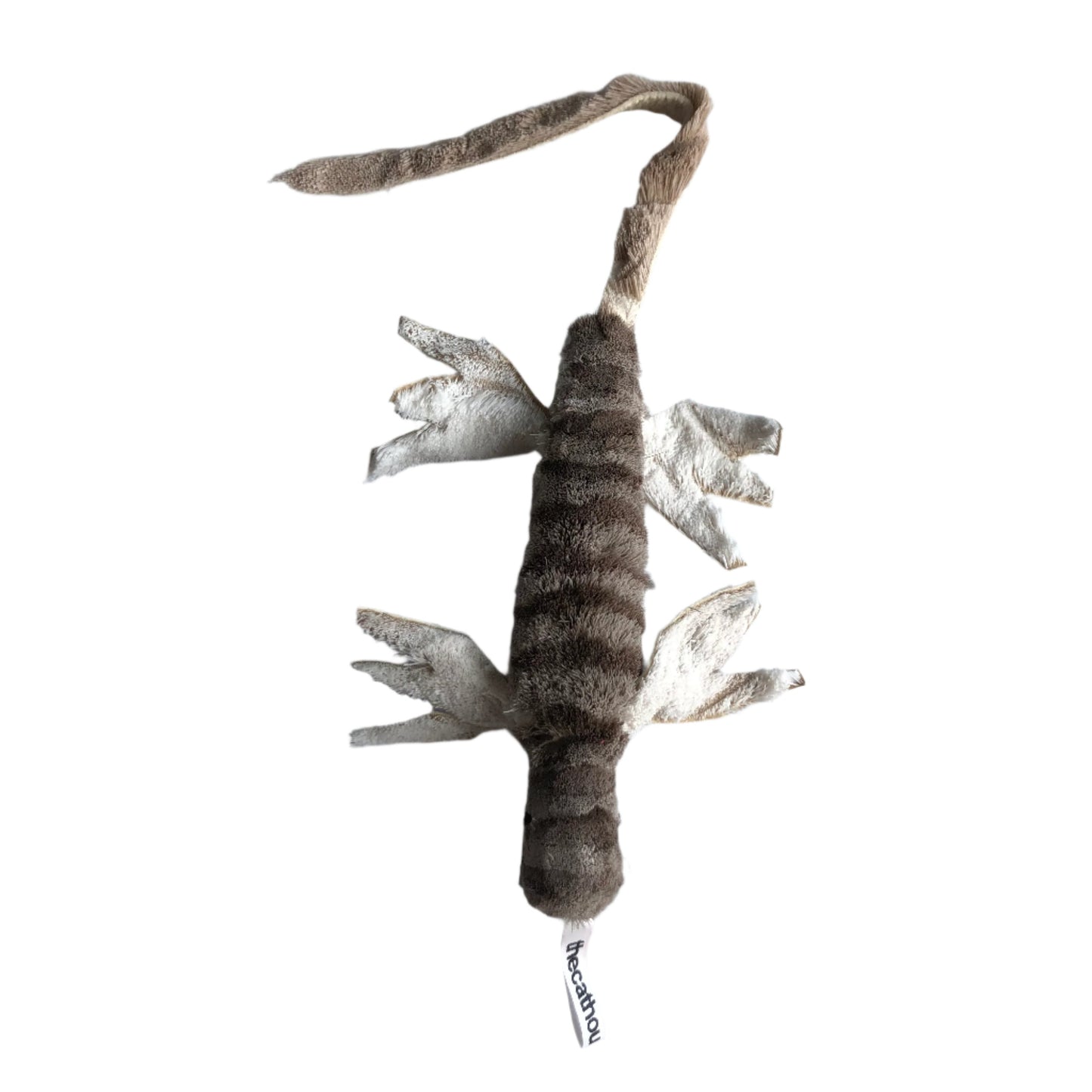 cat toy that looks like a lizard, lightweight, variety of lengths and sizes,  made from sheared deer fur