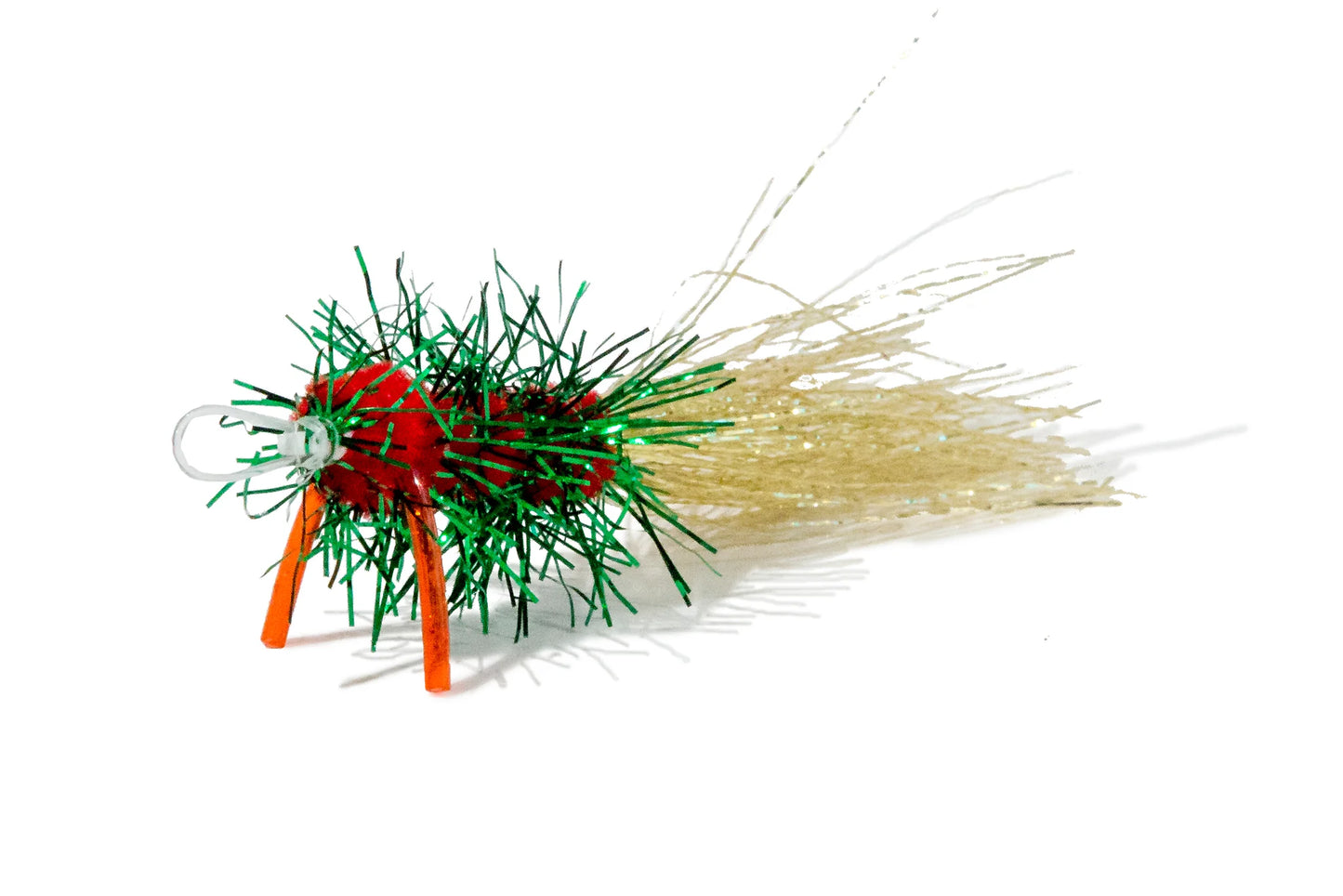 Frizzy, colourful catapillar cat toy!&nbsp;Glittering golden tail, captivates your cat's curiosity! Fly or wiggle it across the floor. Let the bug chasing begin! 3" long, synthetic materials
