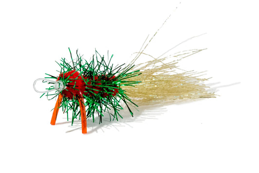 Frizzy, colourful catapillar cat toy!&nbsp;Glittering golden tail, captivates your cat's curiosity! Fly or wiggle it across the floor. Let the bug chasing begin! 3" long, synthetic materials